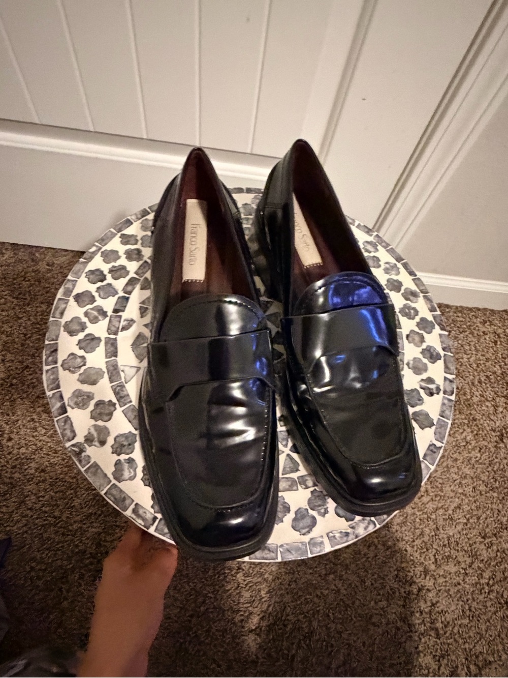 Franco Sarto Men’s Black Patent Leather Slip-On Loafers
